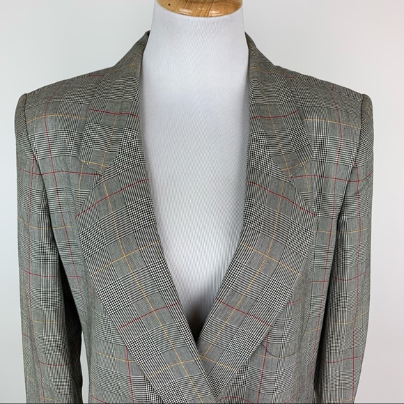 Vintage Jones Wear Plaid Double Breasted Blazer Sz 8 - Picture 2 of 14